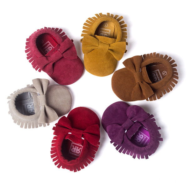 2016 New baby Toddler Grind arenaceous feeling bowknot manual moccasins tassel baby Toddler shoes 6733