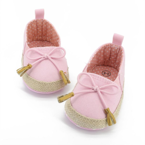 Wholesale- Factory Price! New Kids Baby Girls Soft Soled Bowknot Crib Shoes Toddler Canvas Prewalker 0-18M