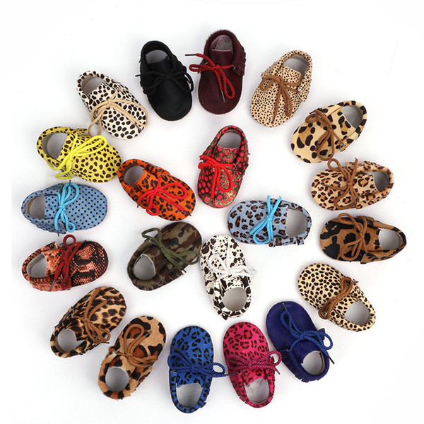 Baby Girl Shoes Leopard Soft Bottom Genuine Leather Scrub Shoes Infant First Walkers Designer Baby Shoe 0-24M 07