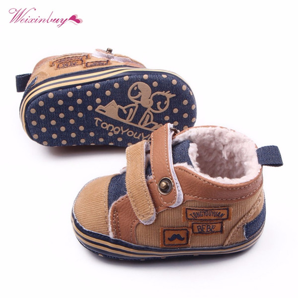 WEIXINBUY Fashion Anti-slip Baby Winter Shoes Newborn Baby Boys Warm First Walker