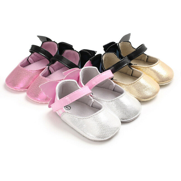 Infant Newborn Baby Girls Shoes Crib Butterfly Soft Sole Prewalker Toddler Kids Crib Shoes Party Wedding