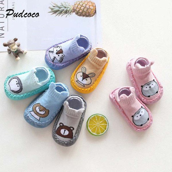 Pudcoco New Toddler Baby Kids Crib Shoes Cute Animal Printed PU Leather Prewalker Soft Sole Shoes Boy Girl Cotton 0-36M