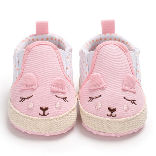 NEW Spring Cute Canvas Girl Shoes Newborn Dot Cartoon Cute Baby Shoes 2018 New First Pedestrian Soft Princess