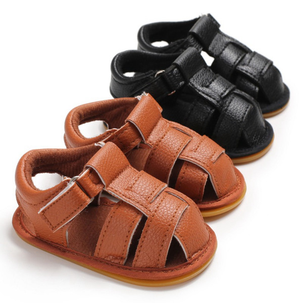 Summer Toddler Soft Soled First Walkers Baby Shoes Baby Boys Breathable Anti-Slip PU Shoes Sandals