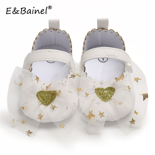 E&Bainel Baby Girl Shoes First Walker PU Leather Newborn Princess Girl Star Heart Shoes Mesh Infant Toddler Anti-slip Baby