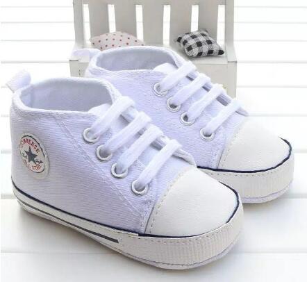 Casual Baby Girls Boys Sports Shoes Lace-up Canvas Newborn First Walker Shoes Soft Sole Anti-slip Infant High Moccasins Sneakers