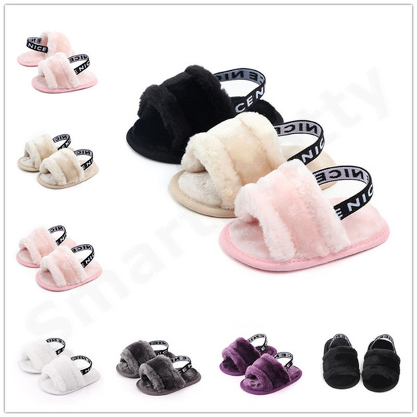 baby Toddler First Walkers Summer Soft Sole Breathable Slippers Newborn Fur Shoes Sandals Furry Infant Prewalker Kids Pre Walker Shoe E31001