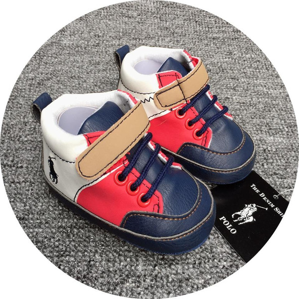 2019 Casual Baby Shoes POLO Soft Sole PU Leather Newborn Boys Girls First Walker Shoes Infant Shoes