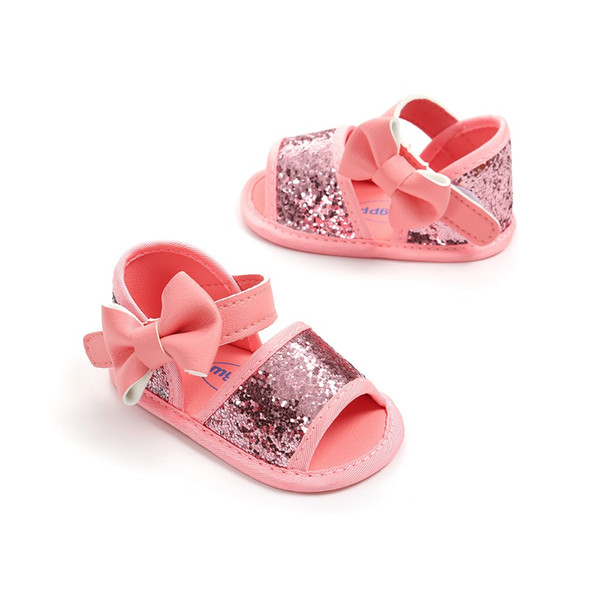 Summer Baby Shoes Glitter Bowknot Flat Newborn First Walker Shoes Girls Moccasins