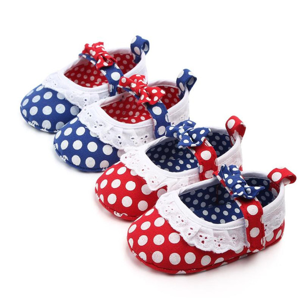 babys shoes 0-1 years old red Girls First Walkers infant soft sole walker blue Princess shoes Butterfly 0-18M Dot