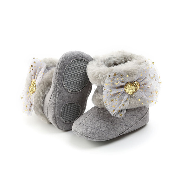 Newborn Baby First Walkers Winter Warm Bow Baby Shoes Fashion Cute Toddler Shoes for