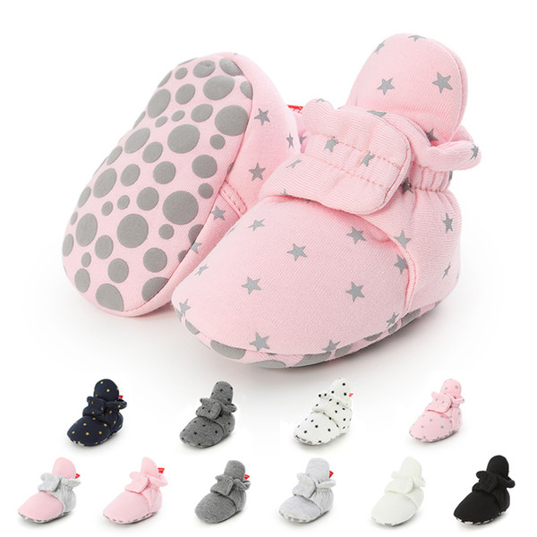 Newborn Boy Girl Baby Ankle Socks Shoes Cute Star Toddler Prewalker Booties Cotton Winter Soft Anti-slip Warm Infant Crib Shoes