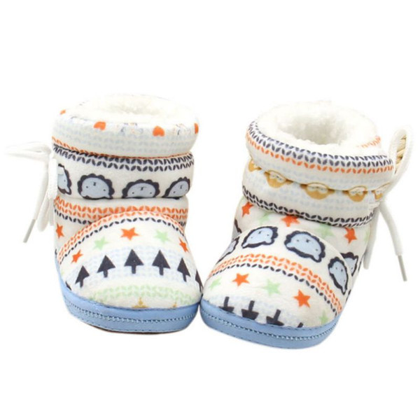 Wholesale- Winter Warm Fleece Soft Soled Crib Shoes Girl Toddlers Snow Boots Sneakers