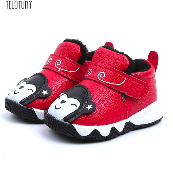 TELOTUNY Baby First Walker Plus velvet warm non-slip soft bottom sports cartoon Shoes Sneaker Sport Shoes Z1215