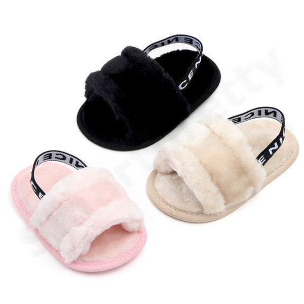 baby Fur Shoes Toddler First Walkers Summer Soft Bottom Breathable Newborn sandals Furry Infant First Prewalker Kids Pre Walker Shoe E31001