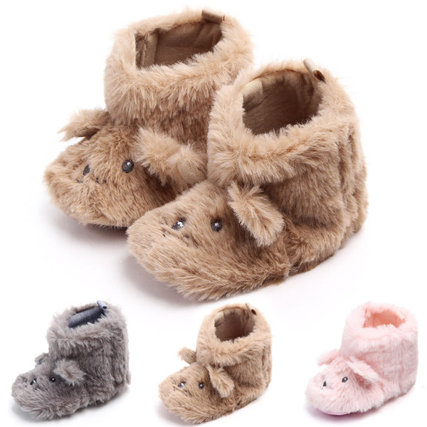 Baby Girls Boys Cartoon Fluffy Ears Dog Warm Boot First Walkers Toddler Shoes