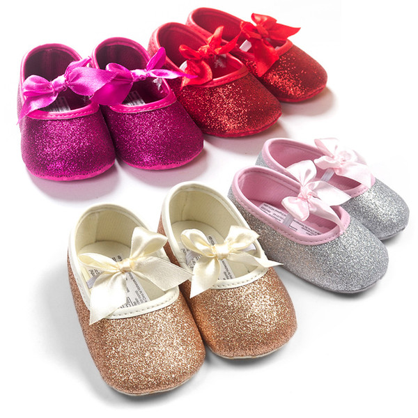 New Hot Selling Gold silver baby princess shoes baby moccasins Non-slip sandals shoes 0-1T 6 pairs free shipping