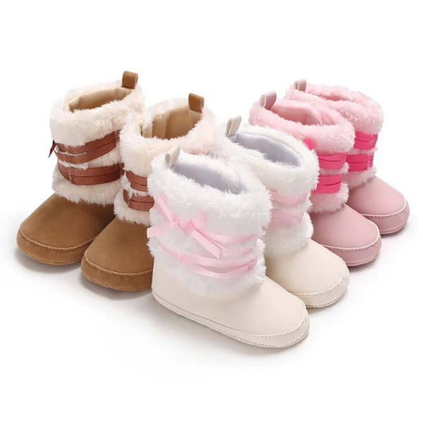 Winter Infant Shoes Baby Girl PU Leather Snow Boots Baby Shoes Newborn Boy Toddler Warm Cotton Booties Crib Shoe Fur Footwear