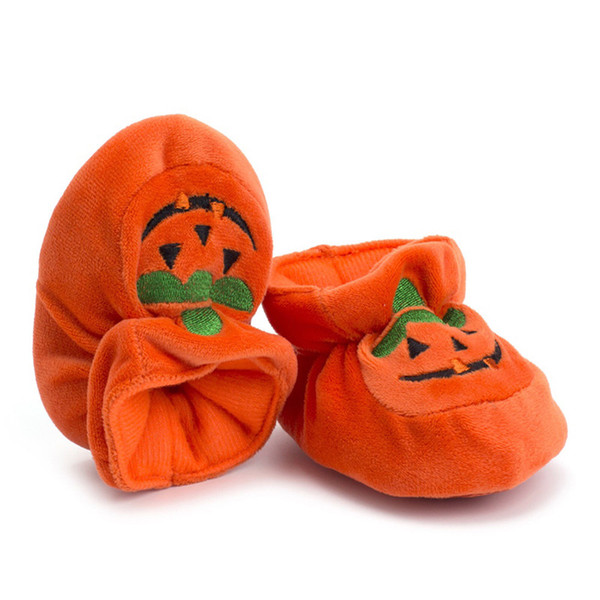 Halloween Newborn Baby Boy Girl Orange Shoes Toddler Infant Boys Girls Soft Prewalker Anti-slip Pumpkin Printed First Walkers