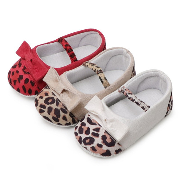 Fashion First walker Shoes For Baby Bowknot Newborn Baby Shoes Girls Mocassin Spring 2019 Leopard 4 Color Cotton