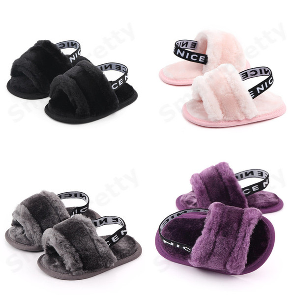 Toddler First Walkers Summer Soft Bottom Breathabe Newborn Shoes Puffly Furry Infant First Prewalker Girs Baby Sandals Shoes 0-12monthE31001