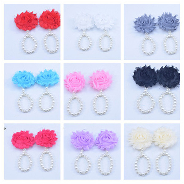 New Arrival kids Flower Sandals baby Barefoot Simulated Pearl Anklets Newborn Foot Band Toe Rings First Walker Kids Photography Props KFA38