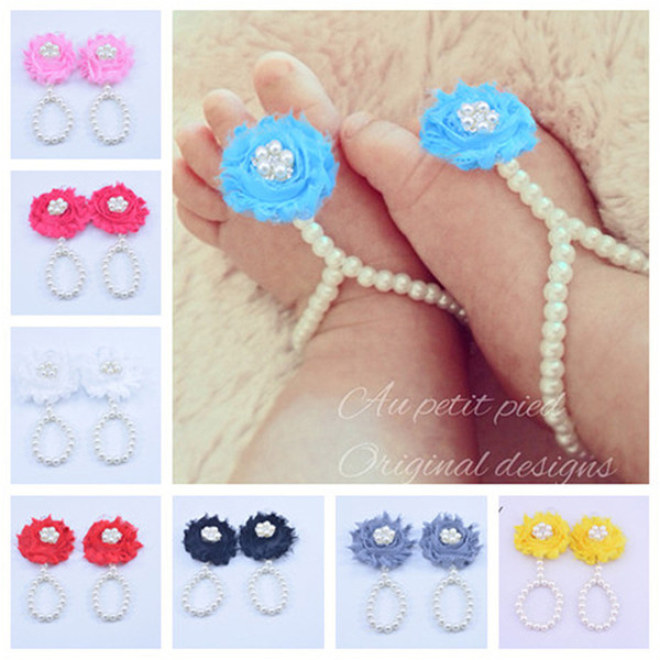 New Arrival kids Flower Sandals baby Barefoot Sandals Barefoot Foot Flower Ties Newborn Baby Girls Foot Band Toe Rings Anklets Kids KFA44