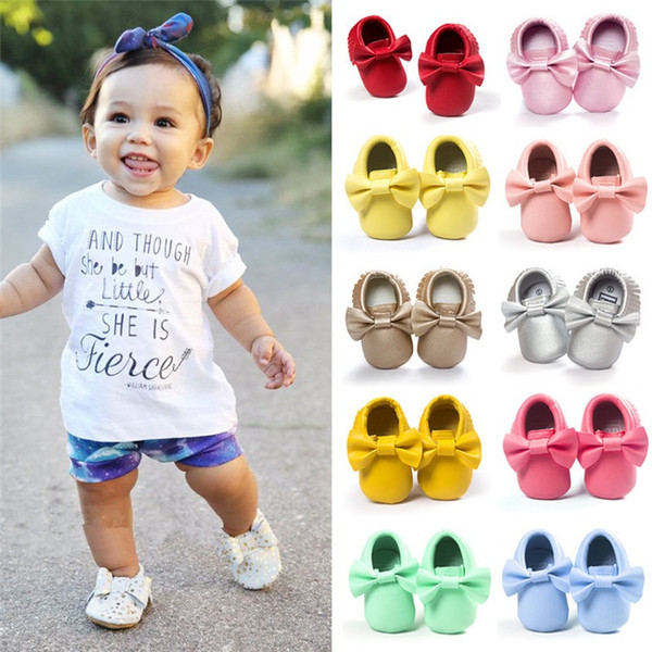 Baby Soft PU Leather Tassel Moccasins walker shoes baby Toddler shoes Bow Fringe Tassel Shoes Moccasin 90colors stock A0162-A0168