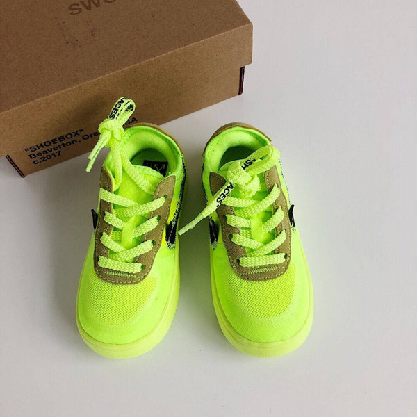 2019 new Chicago off Power Kids Knit Breathable Running Shoes Originals og All AirCushion Built in white Kids Shoes