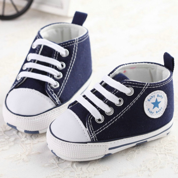 Baby First Walkers Shoes Canvas Shoes Infant Casual Lace-UP Sport Solid Spring And Autumn Baby Shoes