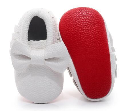 Hongteya red soled baby moccasin PU leather first walkers big bow baby girls shoes newborn infant shoes for toddler 0-24M