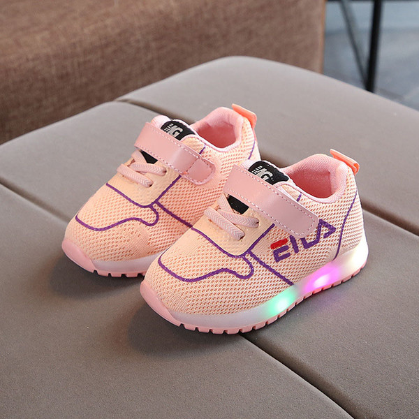 European fashion high quality baby first walkers LED lighted girls boys shoes fashion infant tennis cool kids baby sneakers footwear