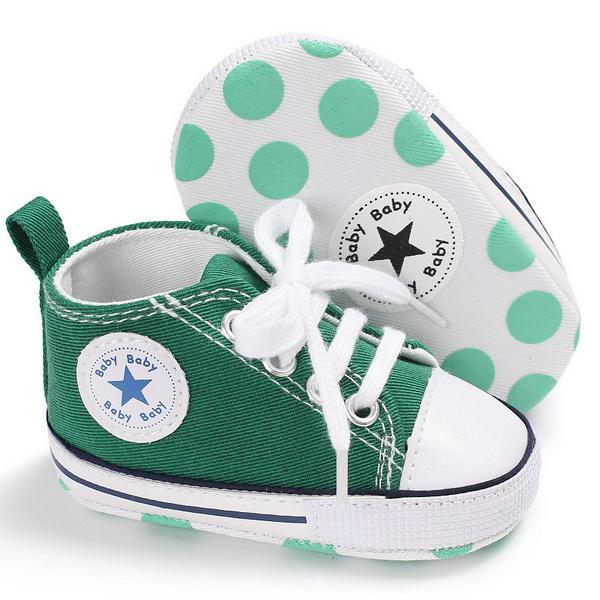 2019 New Sole baby spring and autumn lace-up casual canvas shoes 0-1 year old male and female infant non-slip sole walking shoes