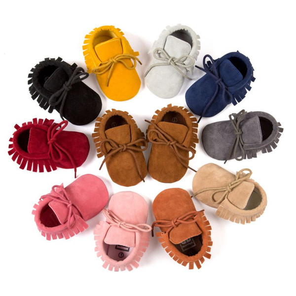 Cute Baby Suede Leather Shoes Newborn Boy Girl Moccasins Shoes Fringe Soft Soled Non-slip Footwear Crib First Walker