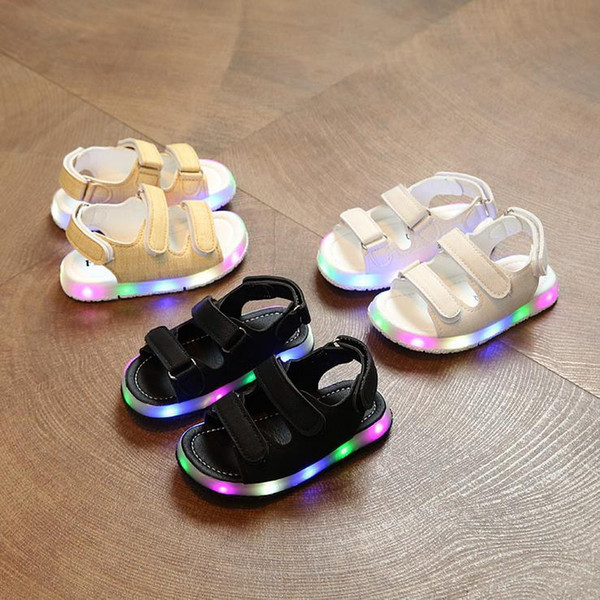 LED Sandals Summer boys girls sandals Hook & Loop beach shoes Light Baby Shoes Kids XT