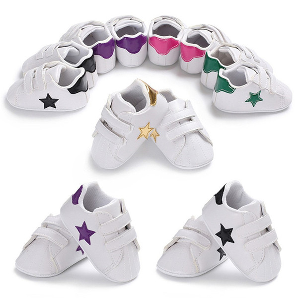 5Color Baby Shoes Toddler Infant Baby Girls Boys Star Print Shoes Soft Sole Anti-slip Sneakers Baby First Walker Shoes JE21#F