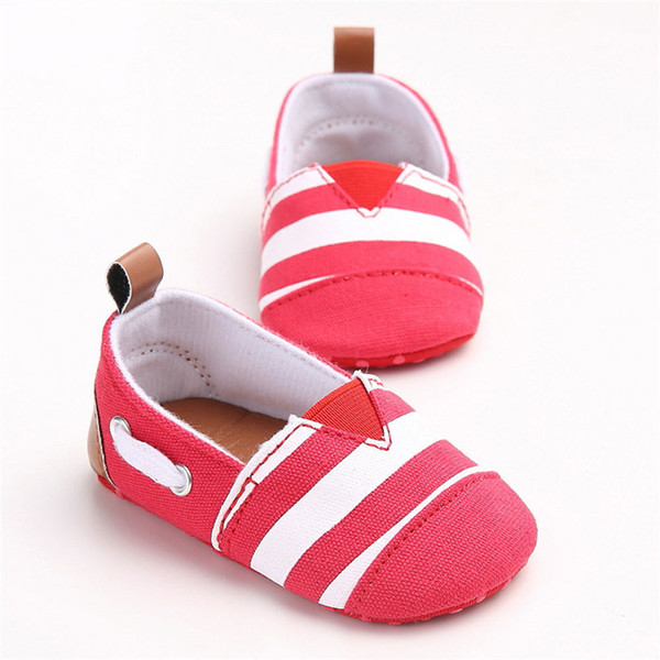 Baby Girls Shoes Fashion Toddler Baby Girl Stripe Canvas Shoe Sneaker Anti-slip Soft Sole First Walker Suit For 0-18M M8Y04