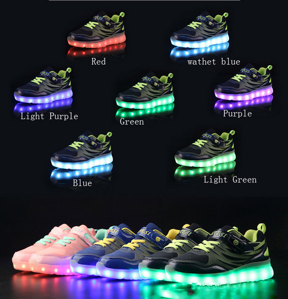 Rechargable Kids Shoes with USB night light Sneakers Children Light UP LED Shoes Boys & Girls Luminous Led Invisible Switch Charging Sneaker