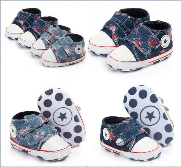 2018 Autumn hole denim baby sports shoes,soft non-slip newborn casual shoes,star boys indoor running shoes,kids shoes!12pairs/24pcs.ZH