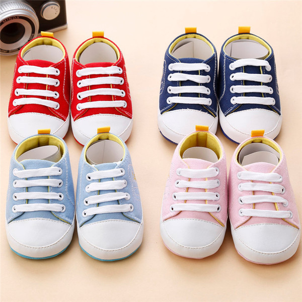 4 Color Spring Autumn Baby Shoes Newborn Infant Baby Girls Crib Shoes Soft Sole Anti-slip Sneakers Bandage Shoes NDA84L30