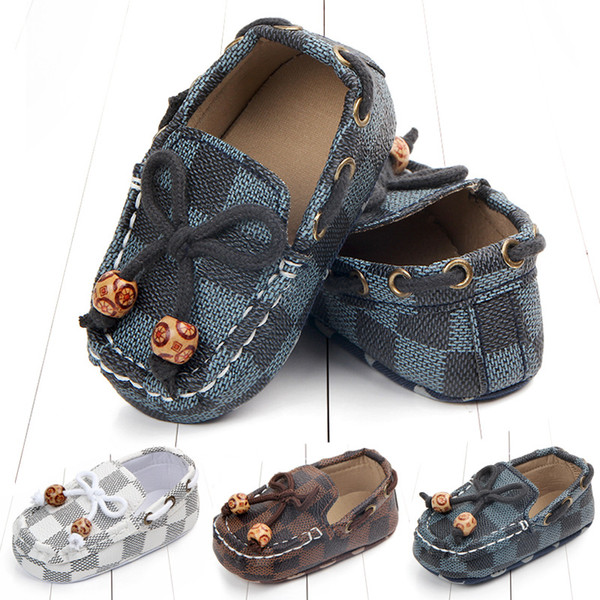 Newborn Baby Girls Boys Leather Crib Shoes Peas Shoes Soft Sole Infant First Walkers 3 colors 0101176