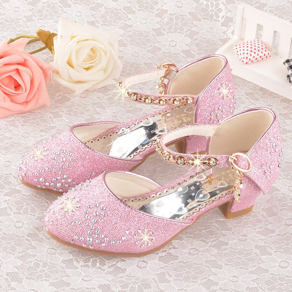 Girls Baotou Sandals 2019 New Little Girl Korean Summer Princess High Heels With Diamonds Crystal Shoes Primary School Girl Shoes