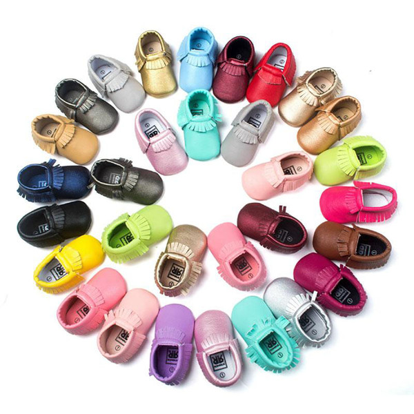 51 Color Baby moccasins soft sole PU leather first walker shoes baby newborn shoes Tassels maccasions toddler shoes B001