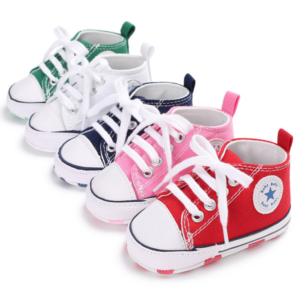 Kids Baby Canvas Lace-up Shoes Walkers Girls Soft Sole Anti-slip Casual colorful types baby cute walking learning shoes QQA403