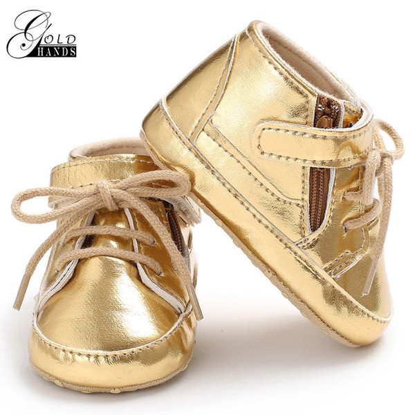 Baby Newborn Boys Girls Shoes Gold First Walkers Toddler Sneakers Casual PU Leather Baby Footwear Shoes