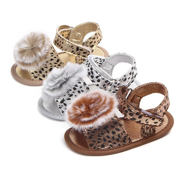 Fashion baby leopard buckle strap flower ball shoes infant slipper shoes baby girl first prewalker