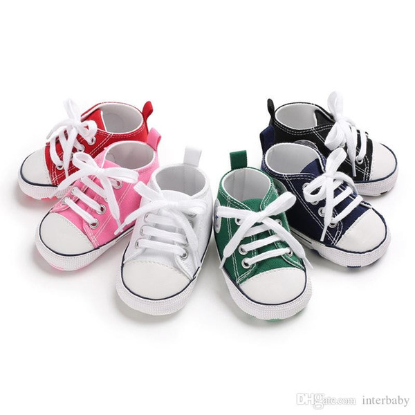 Baby Shoes Kids First Walkers Lace-up Canvas Shoes Soft Sole Prewalker Outdoor Wading Shoes Fashion Anti-Slip Sports Sneaker YFA931