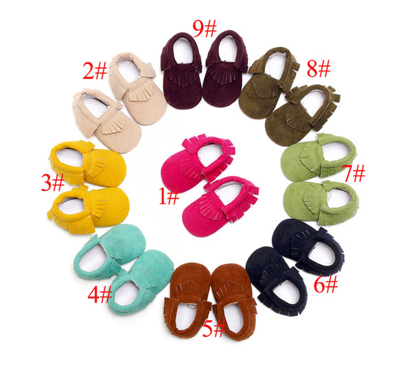 Baby Soft PU Leather Tassel walker shoes baby Bow Fringe Tassel Shoes Moccasin Tassels Baby First Walkers 16 colors