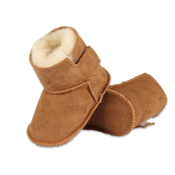 winter baby First Walkers infants warm shoes Faux fur girls baby booties Leather boy baby boots