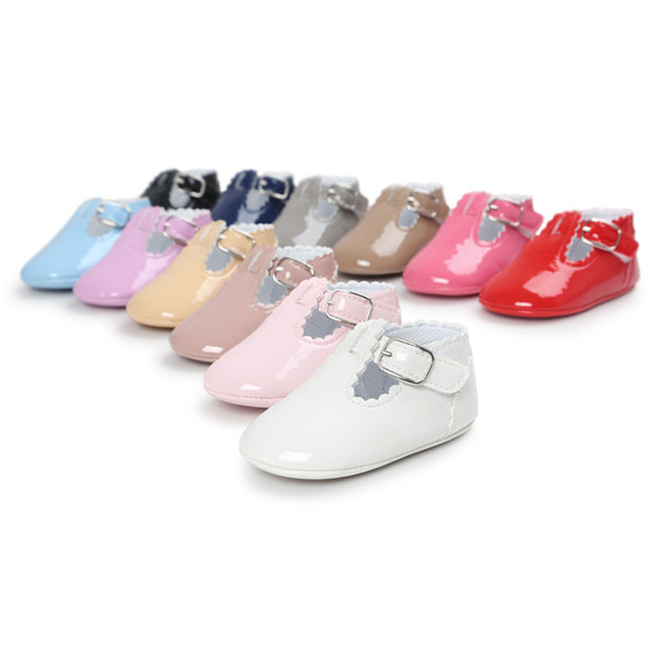 Wholesale- 2017 spring brand Pu leather baby moccasins shoes T-bar baby girl ballet princess dress shoes soft sole first walker baby shoes